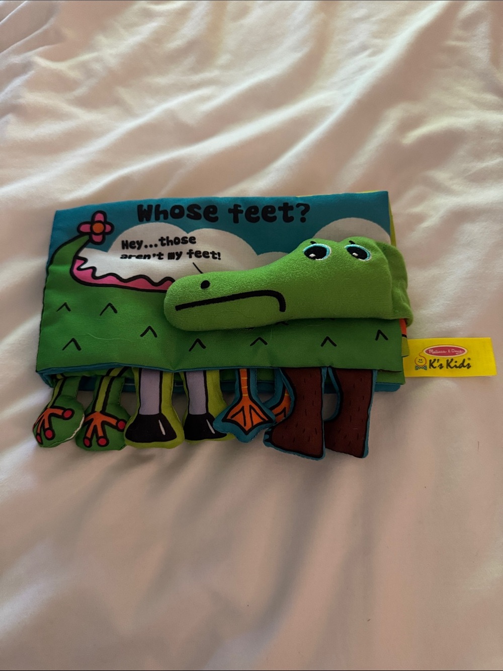 Melissa & Doug Green Crocodile 'Whose Feet?' Soft Cloth Peekaboo Book